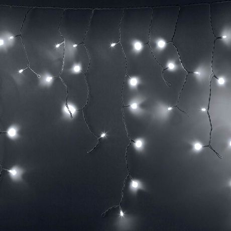 Гирлянда светодиодная Neon-Night Айсикл (бахрома) 88 LED свечение белое 2,4х0,6 м уличная (255-036)