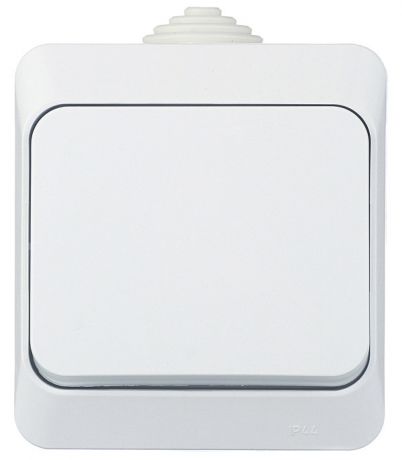 Выключатель Schneider Electric Этюд BA10-041B одноклавишный открытая установка белый с заземлением IP44