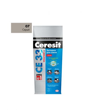 Затирка цементная Ceresit CE 33 07 серая 5 кг