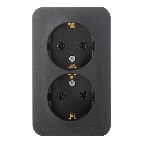 Розетка Schneider Electric Blanca двойная BLNRA010216 открытая установка антрацит с заземлением IP20
