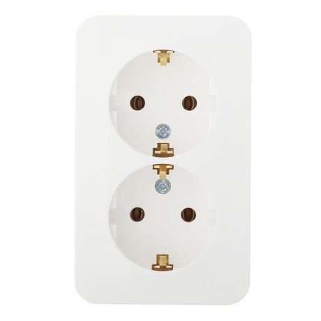 Розетка Schneider Electric Blanca двойная BLNRA010212 открытая установка молочная с заземлением IP20