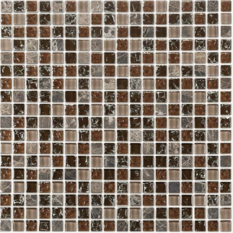 Мозаика Lavelly Elements Copper Brown Mix медно-коричневый микс из стекла и камня 305х305х8 мм