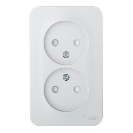 Розетка Schneider Electric Blanca двойная BLNRA001213 открытая установка алюминий без заземления IP20 со шторками