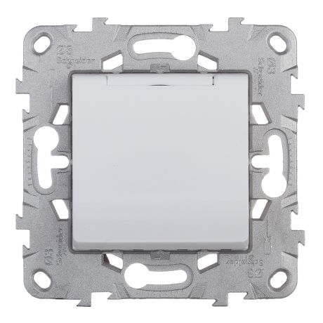 Розетка Schneider Electric Unica NEW NU503718TA скрытая установка белая с заземлением со шторками с крышкой