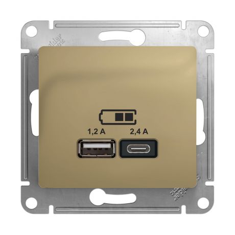 Розетка usb Schneider Electric Glossa GSL000439 скрытая установка титан IP20 два модуля USB типы A и C