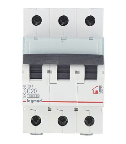 Автоматический выключатель Legrand TX3 (404057) 3P 20А тип С 6 кА 400 В на DIN-рейку
