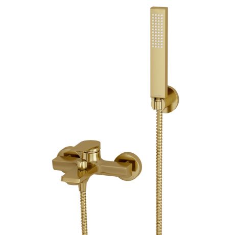 Смеситель для ванны WasserKraft Abens золото однорычажный с коротким изливом с лейкой 5501