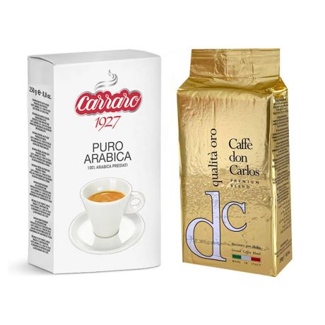 Кофе молотый Don Carlos Qualita Oro 250 гр в/у + Carraro Arabica 100% 250 гр в/у