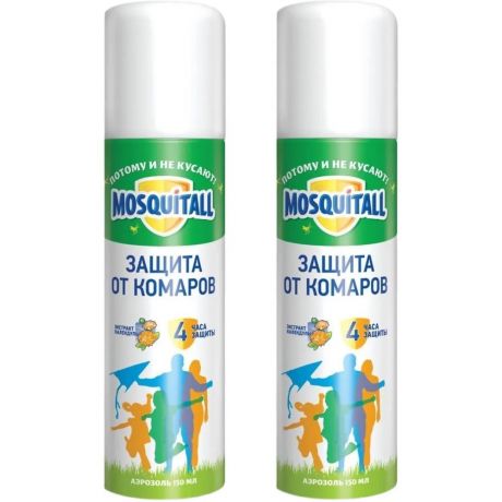 Mosquitall Аэрозоль "Защита для взрослых" от комаров, 150 мл., 2 шт.