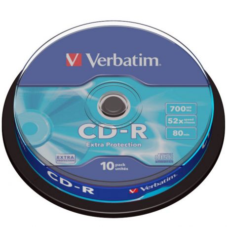 Оптический диск CDR диск Verbatim DL 700Mb 52x CakeBox 10шт. (43437)