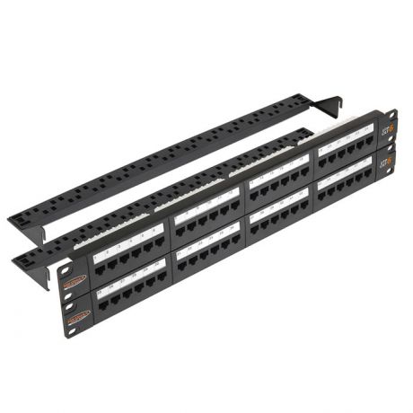 Патч-панель NIKOMAX NMC-RP48UE2-2U-BK UTP 6 кат., 48 портов, 110/KRONE,T568A/B, неэкранированная, сорганайзерами, черная 19"