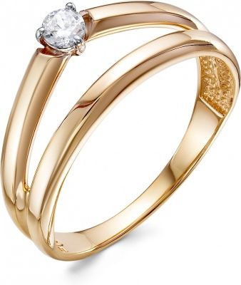Кольцо с 1 фианитом из красного золота