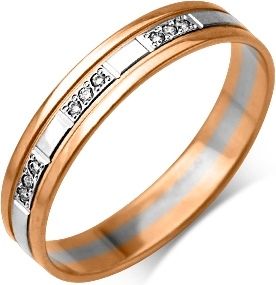 Кольцо с 9 бриллиантами из комбинированного золота