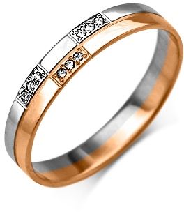 Кольцо с 9 бриллиантами из комбинированного золота