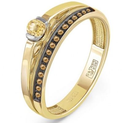 Кольцо с 17 бриллиантами из жёлтого золота