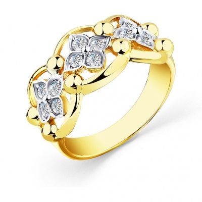 Кольцо с 12 бриллиантами из жёлтого золота