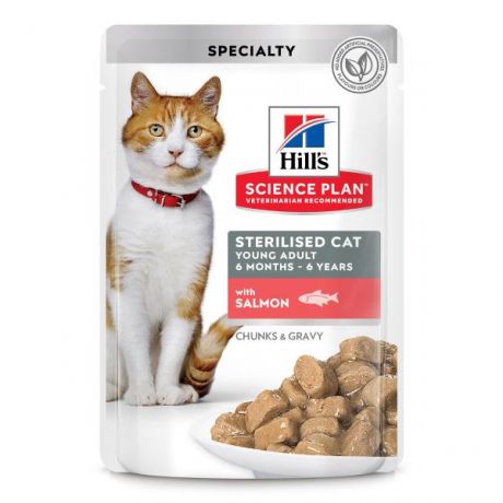 Корм влажный для кошек HILLS 85г Science Plan Sterilised Cat с лососем для стерилизованных от 6 месяцев пауч