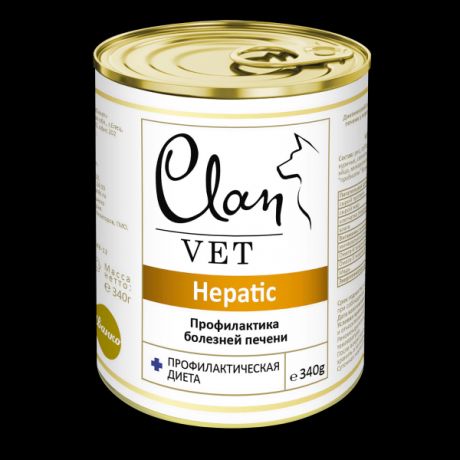 Корм для собак Clan vet hepatic профилактика болезней печени диетические консервы 340г