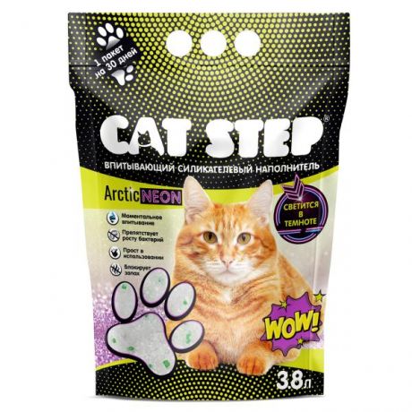 Наполнитель для кошек RuscoSport Cat Step Arctic Neon впитывающий силикагелевый 3.8л