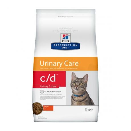Корм для кошек HILLS 1.5кг Prescription Diet c/d Urinary Stress для МКБ и при стрессе с курицей сухой
