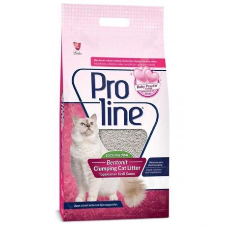Наполнитель для кошачьего туалета Proline комкующийся бентонитовый с ароматом детской присыпки 10л