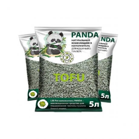 Наполнитель Panda Lilli Pet для кошачьего туалета из Тофу впитывающий запах гипоаллергенный с ароматом зелен чая 15 л