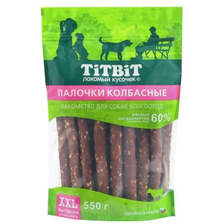 Лакомство для собак TITBIT 550г Палочки колбасные для собак всех пород XXL выгодная упаковка