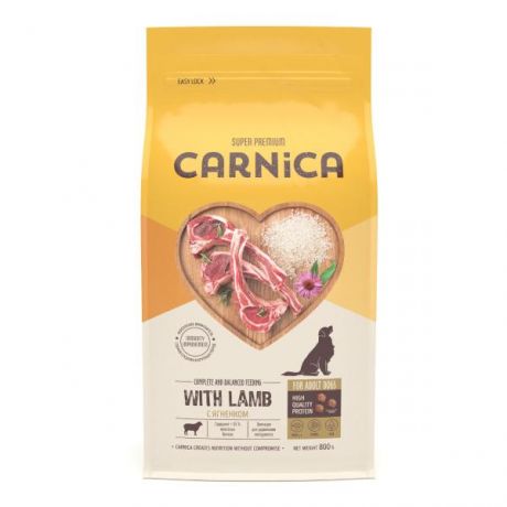 Корм для собак Carnica 0.8кг ягнёнок-рис для средних и крупных пород сухой