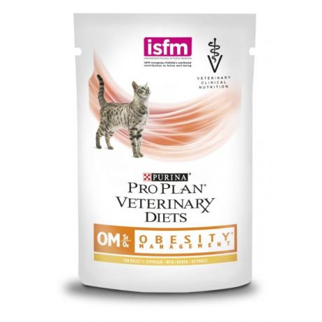 Корм для кошек Purina Pro Plan Veterinary diets OM St/Ox при ожирении курица пауч 85г