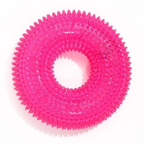 Игрушка для собак Пижон светящаяся Жевательное кольцо 12 см розовая