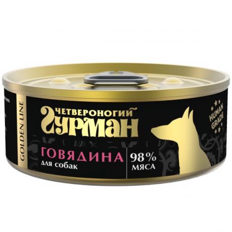 Корм для собак Четвероногий Гурман 100г Golden говядина натуральная в желе