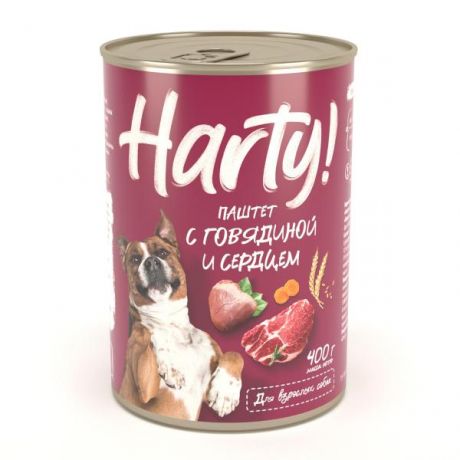 Корм для собак Harty 400г паштет с говядиной и сердцем для взрослых консервированный