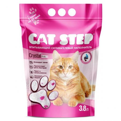 Наполнитель для кошек Cat Step ArcticPink впитывающий силикагелевый 3.8л