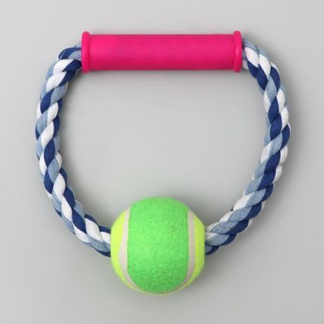 Игрушка для собак Пижон тренировочная с ручкой «Канат с мячом»