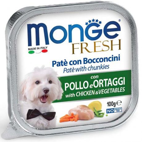 Корм для собак MONGE Dog Fresh курица с овощами консервированный 100г