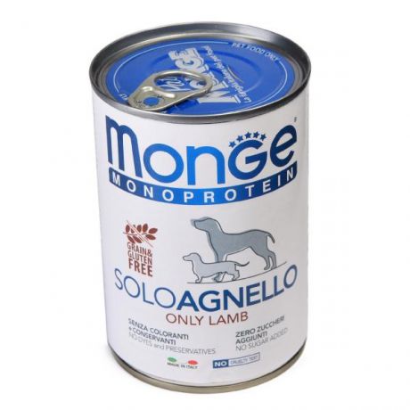 Корм для собак MONGE Dog Monoprotein Solo паштет из ягненка консервированный 400г