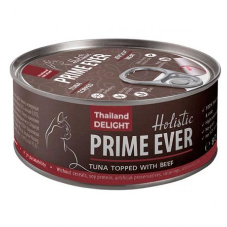 Корм для кошек Prime Ever тунец с говядиной в желе влажный 0.08кг