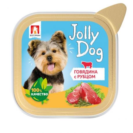 Корм для собак Зоогурман Jolly Dog говядина с рубцом консервированный 100г