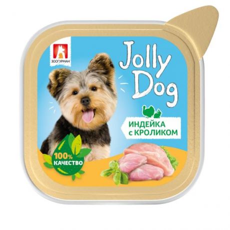 Корм для собак Зоогурман Jolly Dog индейка с кроликом консервированный 100г