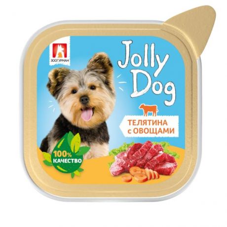 Корм для собак Зоогурман Jolly Dog телятина с овощами консервированный 100г