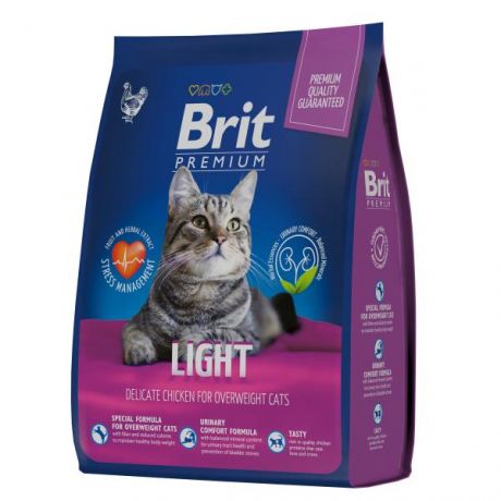 Корм для кошек Brit Premium Cat Light с избыточным весом с курицей 2кг