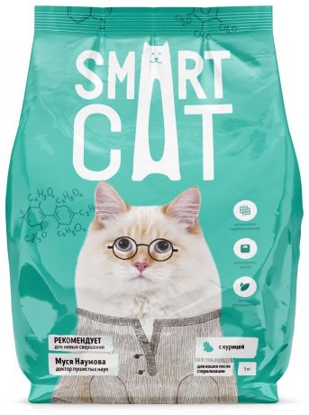 Smart Cat Корм Smart Cat для стерилизованных кошек, с курицей (5 кг)