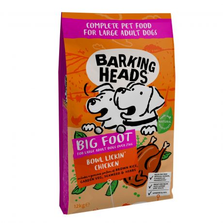 Barking Heads Корм Barking Heads для собак крупных пород, с курицей и рисом "До последнего кусочка" (12 кг)