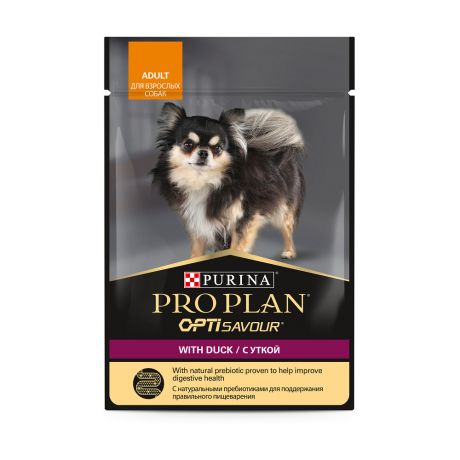 Purina Pro Plan (паучи) Purina Pro Plan (паучи) для взрослых собак мелких и карликовых пород: кусочки в соусе с уткой (85 г)