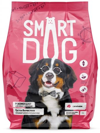 Smart Dog Корм Smart Dog для взрослых собак крупных пород, с ягненком (18 кг)