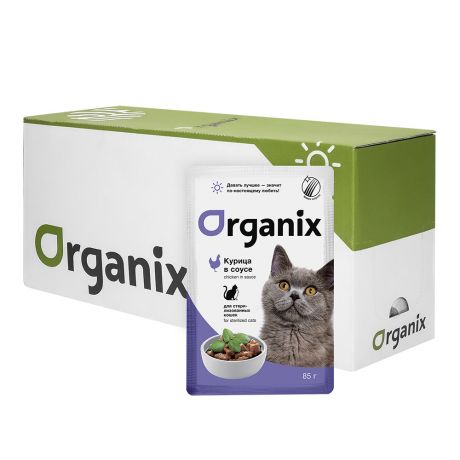 Organix паучи Organix паучи "Упаковка 25 шт" Паучи для стерилизованных кошек курица в соусе (2,13 кг)