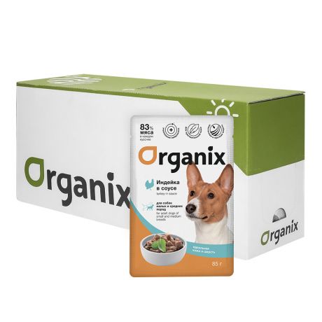 Organix паучи Organix паучи "Упаковка 25 шт" Паучи для собак мелких и средних пород "Идеальная кожа и шерсть": индейка в соусе (2,13 кг)