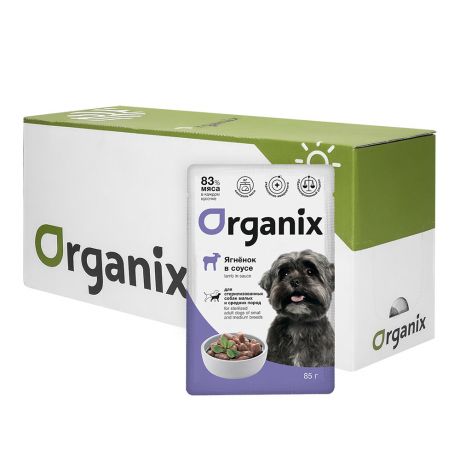 Organix паучи Organix паучи "Упаковка 25 шт" Паучи для стерилизованных собак мелких и средних пород: ягненок в соусе (2,13 кг)