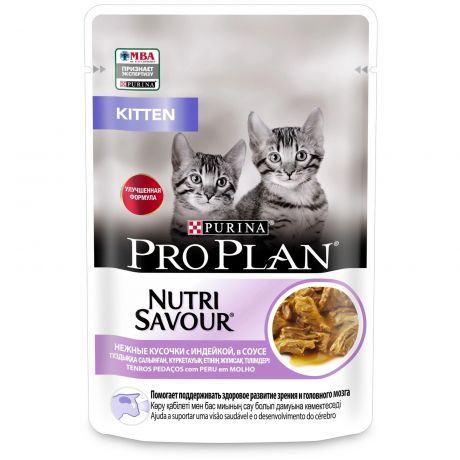 Purina Pro Plan (паучи) Purina Pro Plan (паучи) влажный корм Nutri Savour® для котят, с индейкой в соусе (2,21 кг)