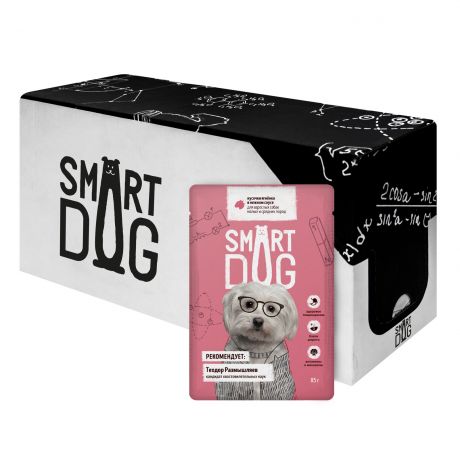 Smart Dog паучи Smart Dog паучи "Упаковка 25 шт" Паучи для взрослых собак малых и средних пород кусочки ягненка в нежном соусе (2,13 кг)